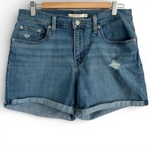Levi’s Mid Length Denim Shorts Women’s Size 30 Light Wash Rolled Cuff